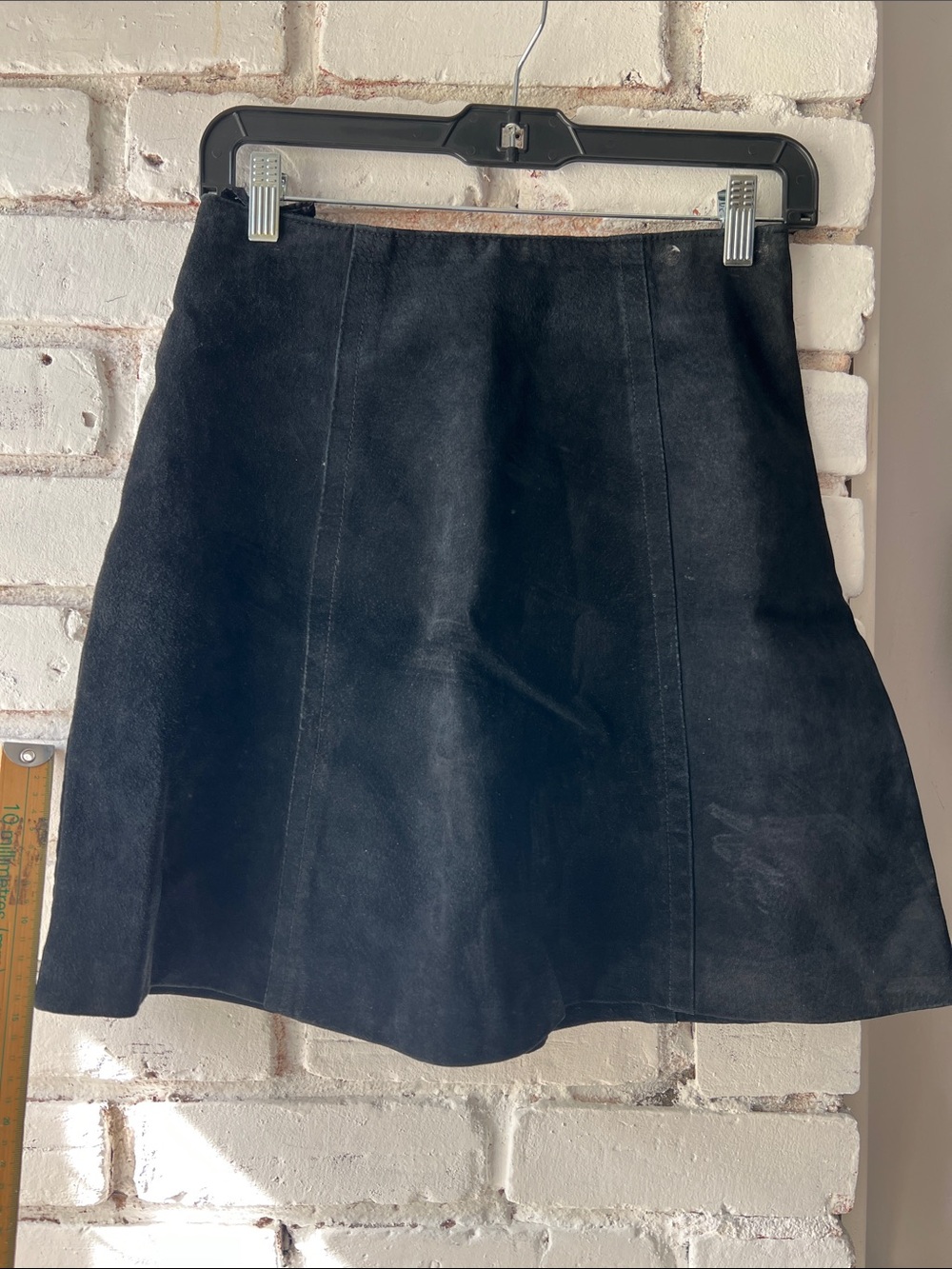 Black Suede A-Line Skirt high rise fall layering skirt